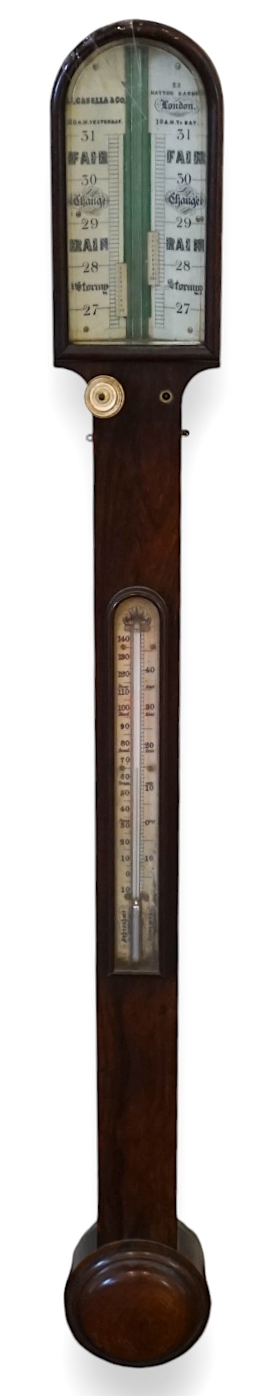 An early Victorian rosewood stick barometer